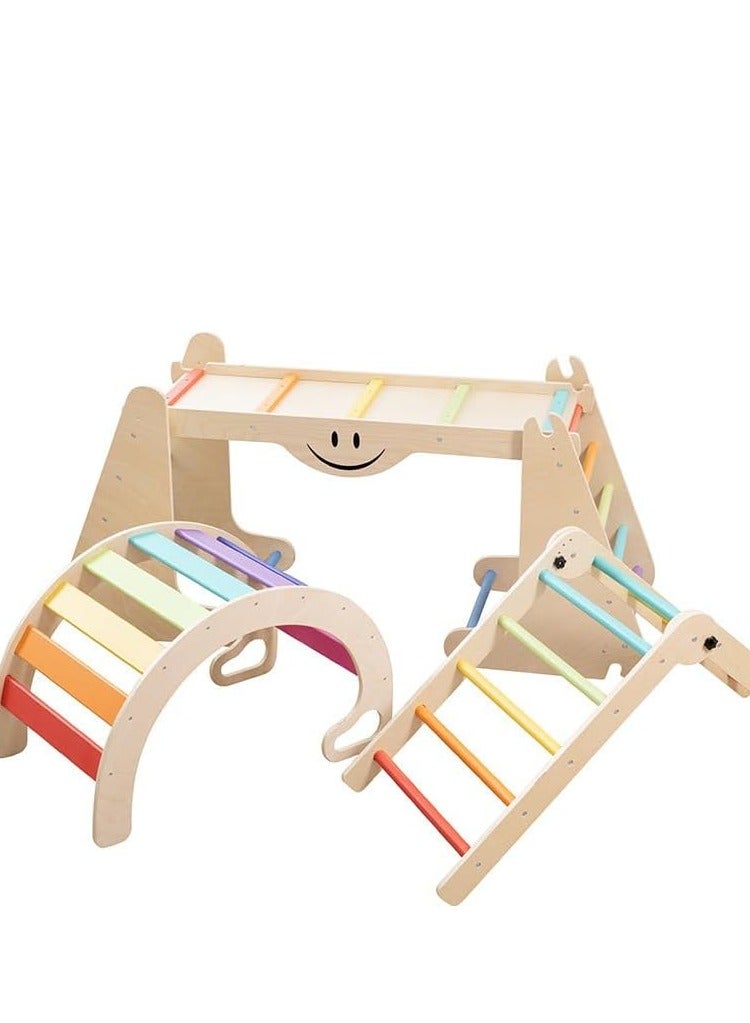 COOLBABY climbing toys for toddlers 1-3 inside Children's Wooden Climbing Frame Baby Sensory Training Climbing Frame Infant Indoor Climbing Frame Slide Combination Toys 4 pieces