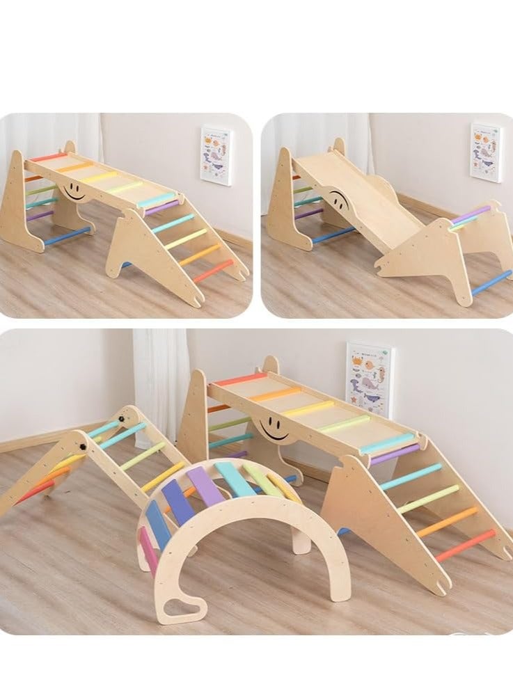 COOLBABY climbing toys for toddlers 1-3 inside Children's Wooden Climbing Frame Baby Sensory Training Climbing Frame Infant Indoor Climbing Frame Slide Combination Toys 4 pieces