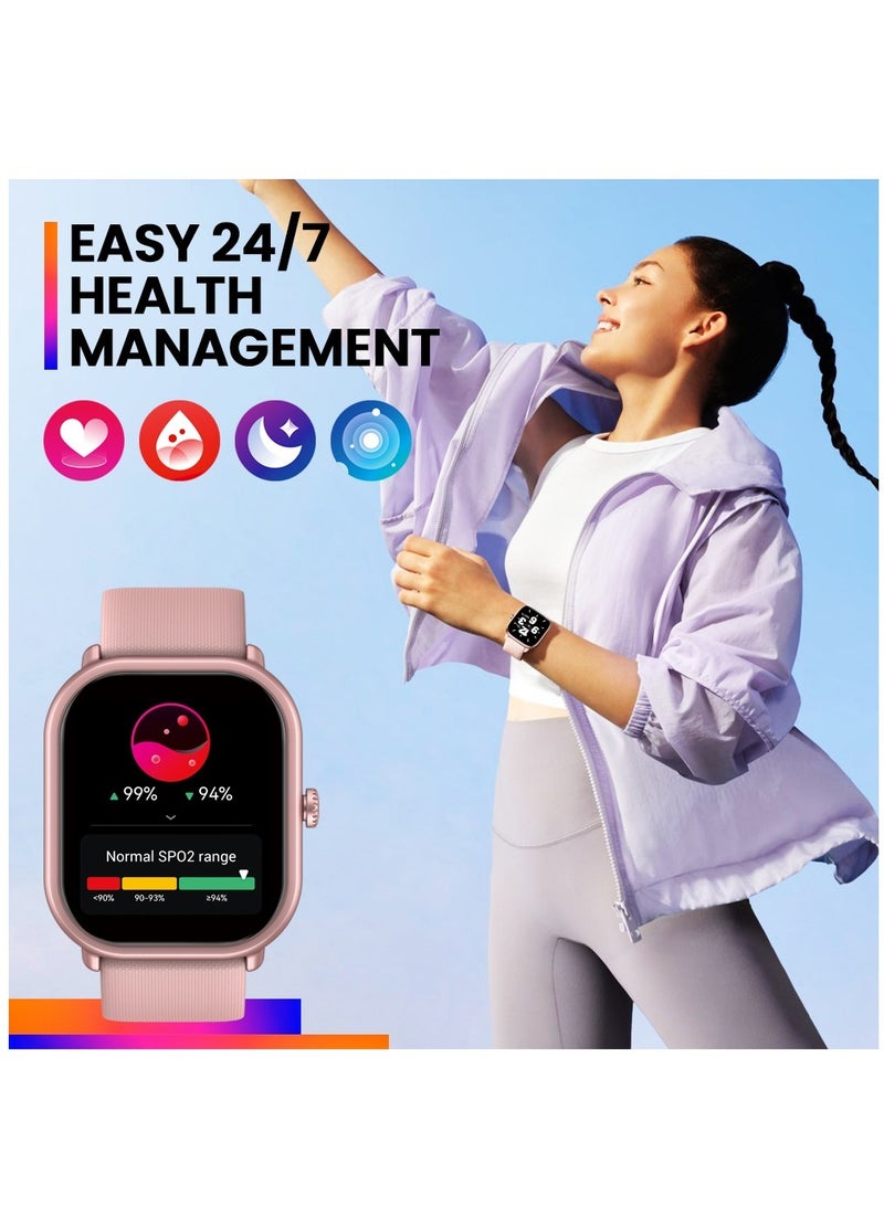 Smart Watches for Women AMOLED Bluetooth Make/Answer Calls Fitness Modes and  Sleep Modes Multi-app Message Reminder Multi Language Pink