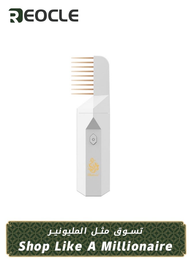 Electric Comb Incense Electronic Portable Comb Replaces Comb Head Rechargeable Incense Sticks with Replaces Comb Head Ash Catcher and Aromatherapy Comb Unique and Creative Gift for Girls White