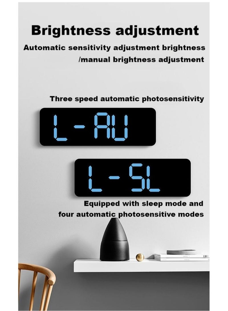 3D Wireless Remote Digital LED Alarm Clock,Wall Clocks for Living Room Gym Shop Warehouse Office Garage Decor, Auto Brightness Dimmer with Date Week Temp,Multi functional large font alarm clock