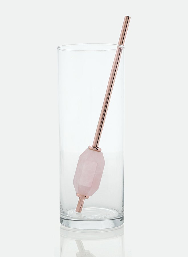 Stainless Steel Reusable Crystal Drinking Straw Rose Gold 20.5cm