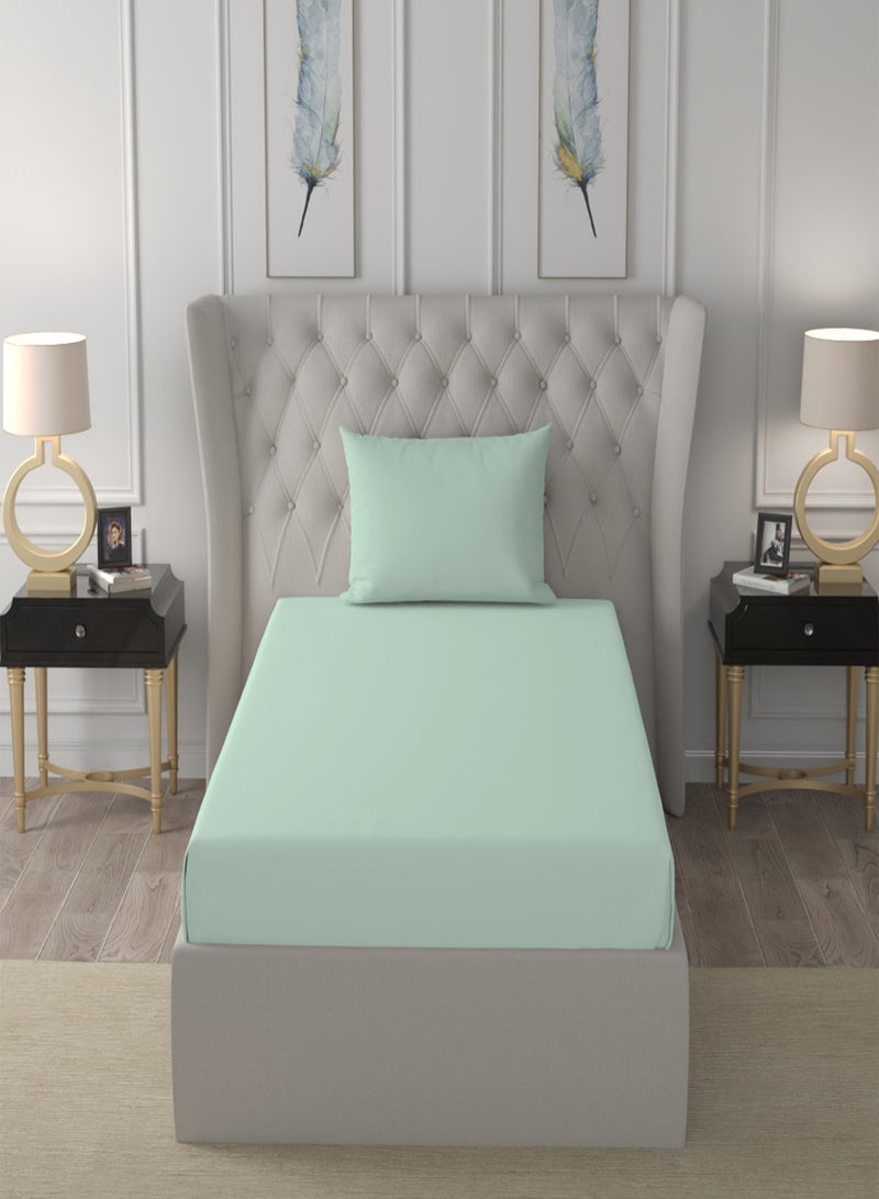 Raymond Home Single Sheet 120 Thread Count Luxirious Mercerised 100% Cotton Bedding Solid Pre Shrunk Percale Finish Bed Linen 2 Bedsheet and 2 Pillow Case - Light Green (152 * 229 CM)
