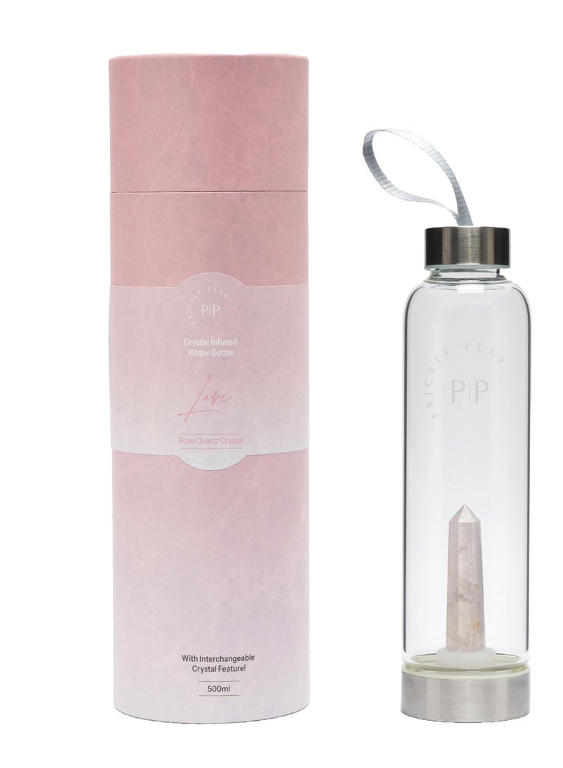 Rose Quartz Interchangeable Crystal Infused Water Bottle 500ml