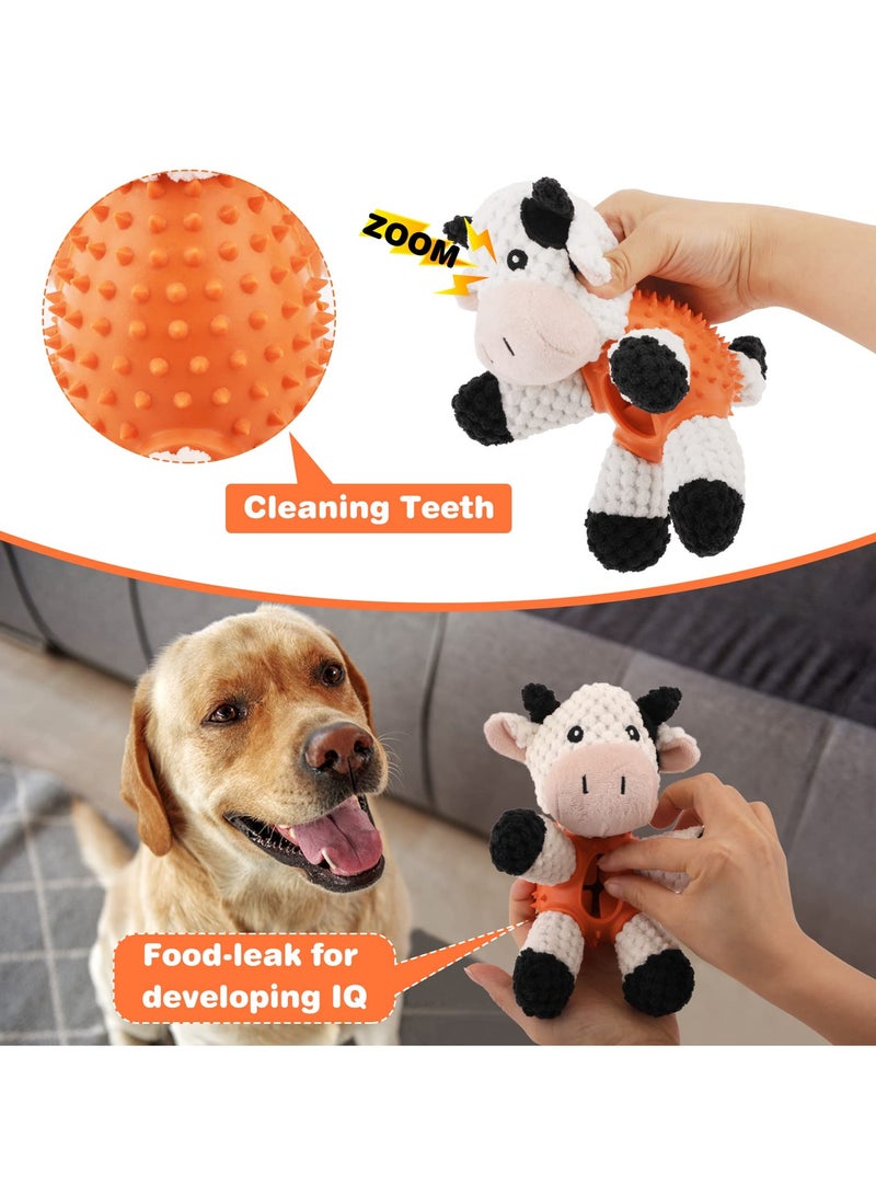 4-in-1 Plush Dog Toy for Teething - Interactive Stuffed Puppy Chew Toy with Treat Dispenser, Squeaky Features, Ideal for Small and Medium Dogs