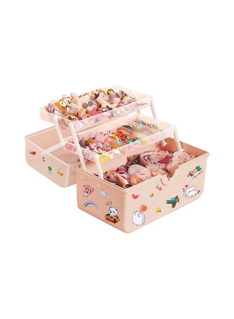 Babywearoutlet Three-layer Thickened Large-capacity Multi-compartment Girl's Hair Accessories Storage Box (Large)