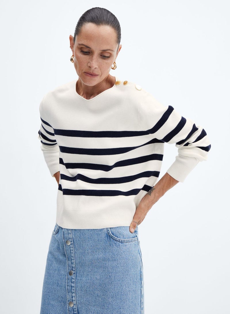 Striped Button Detail Sweater