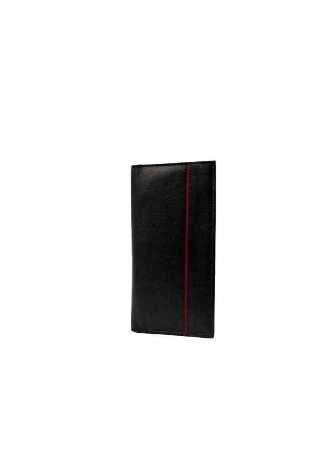 Men's genuine leather wallet black long thin slim soft multi card comfortable for men handmade premium