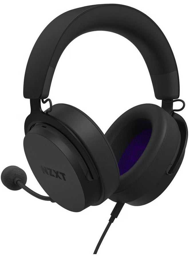 NZXT Relay Wired PC Gaming Headset, 40mm Drivers, Hi-Res Audio Certified, DTS Headphone, 7.1 Surround Sound, Lightweight & Comfortable Design, Detachable Microphone, Black