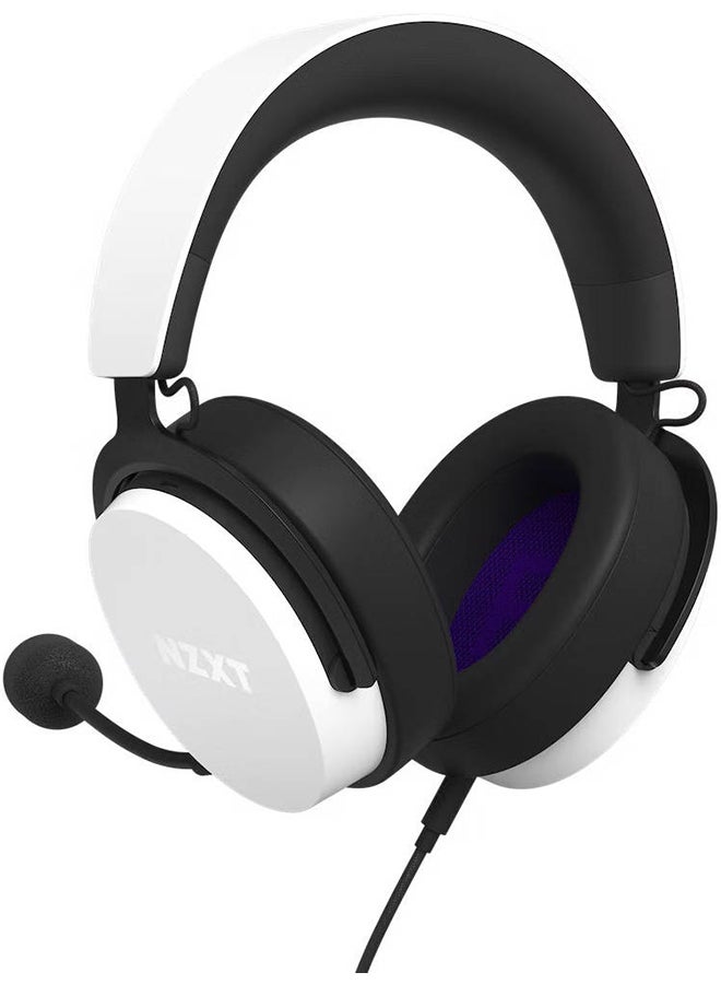 NZXT Relay Wired PC Gaming Headset, 40mm Drivers, Hi-Res Audio Certified, DTS Headphone, 7.1 Surround Sound, Lightweight & Comfortable Design, Detachable Microphone, White