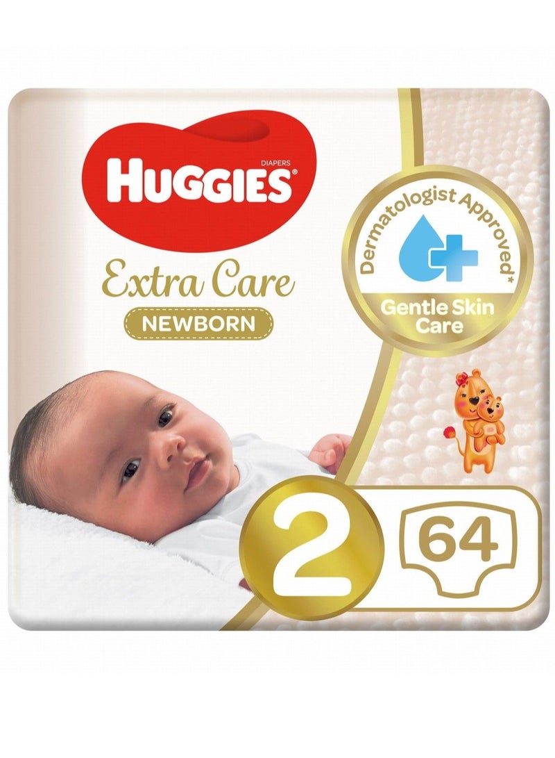 Huggies New Born Baby Diapers No.2, 64 Pieces