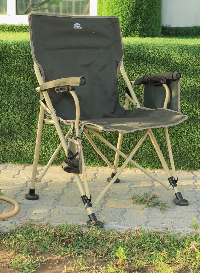 New Modern Design Camping Chair With Cup holder and Pockets Beach Chair Garden Chair With Comfortable Tilted Back-Cup Holder-Carry Bag for Indoor Outdoor Travelling MH-C104GREEN