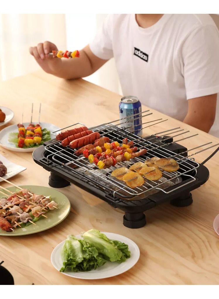 Portable Electric Barbecue 2000W High Power Grill Indoor BBQ Grilling Table with 5 Adjustable Temperature fit Home Dinner Camping Travel Hiking