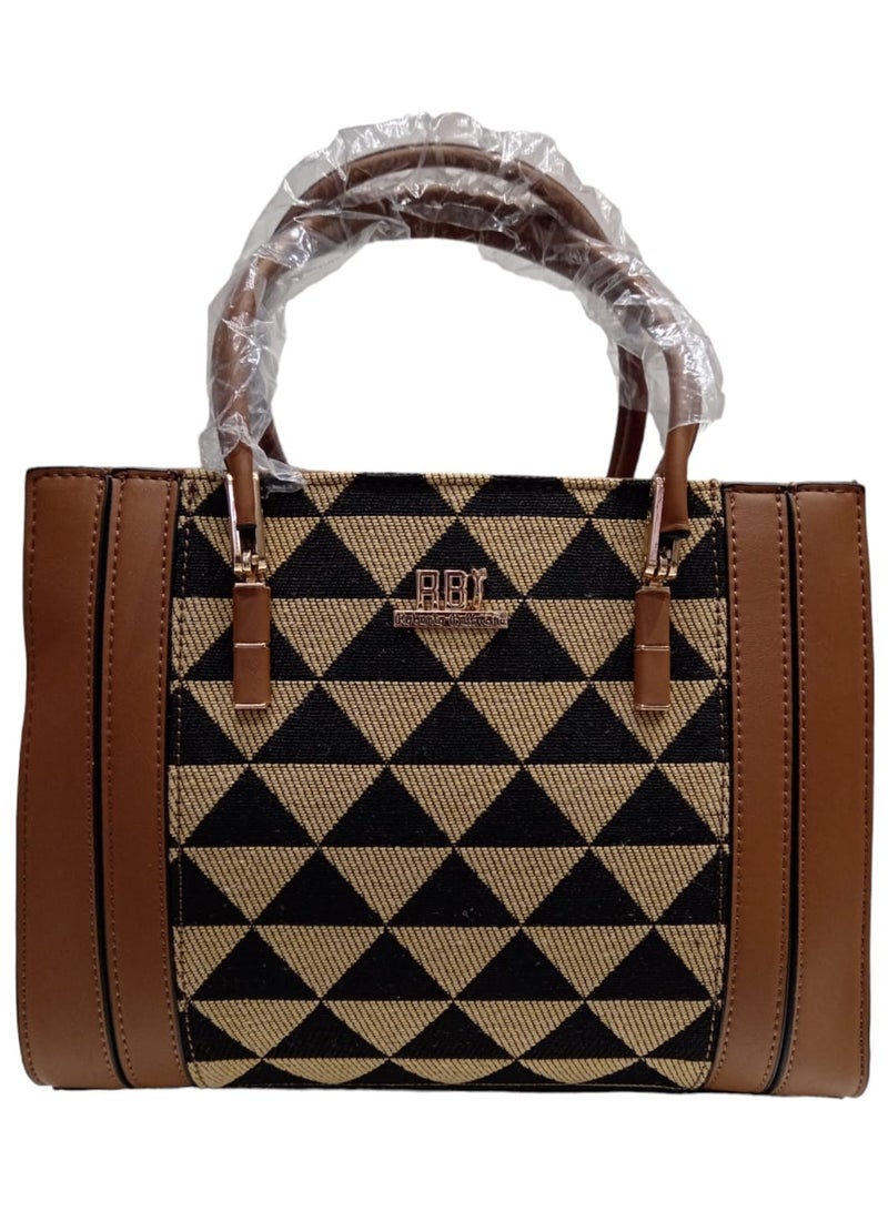 Beautiful woman's Handbag with Brown Pu Leather