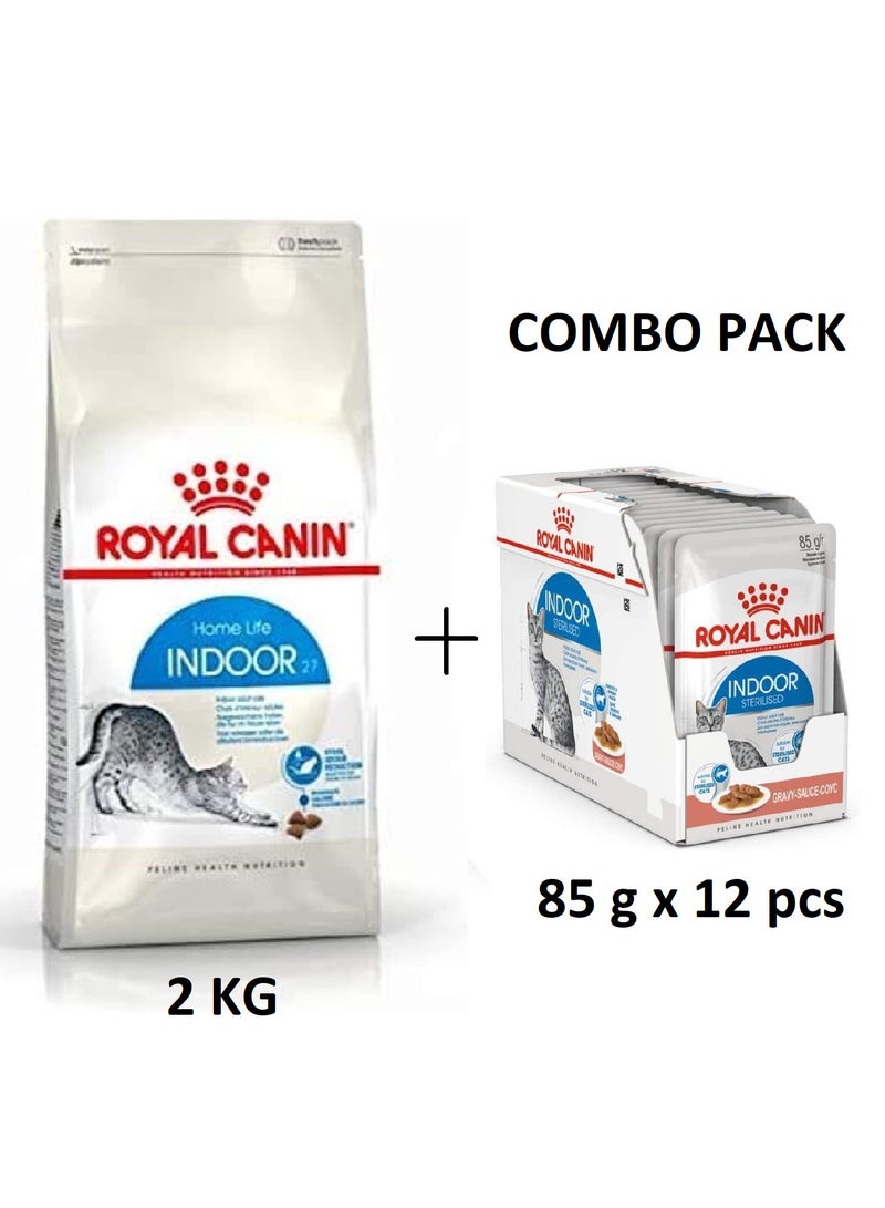 Feline Health Nutrition Indoor 2 kg And Gravy Food 12 x 85G Combo Pack