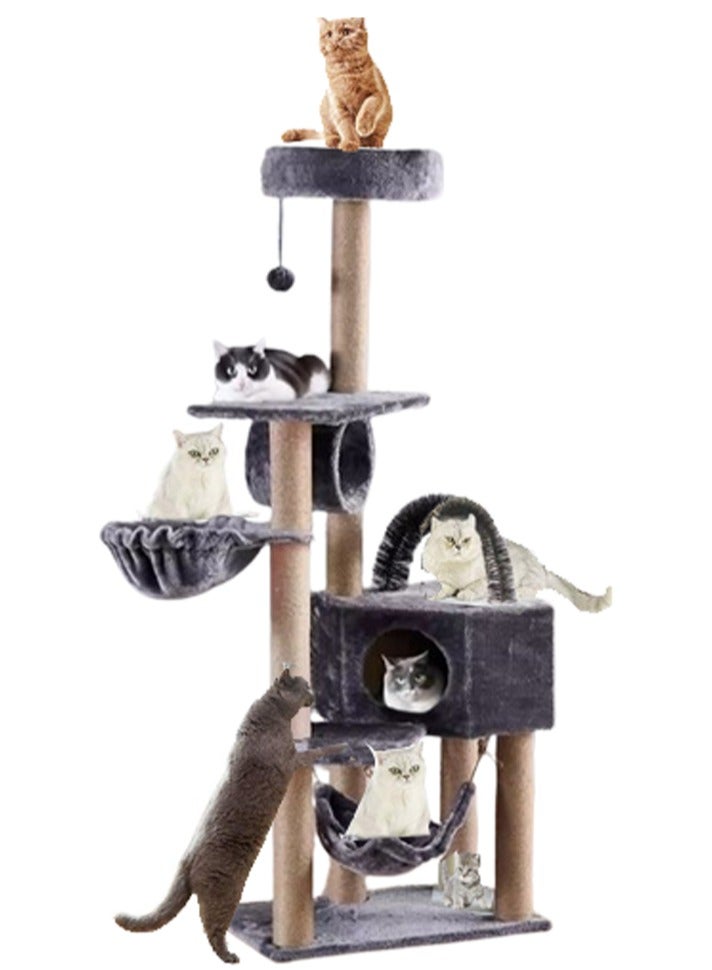 Cat Tree Scratching Board Scratching Post Cat Toy,Four Seasons Cat Toy Multi-Layer Platform, Cat Climbing Frame, Cat House, Cat tree 5 Tier Cat Condo With Brush