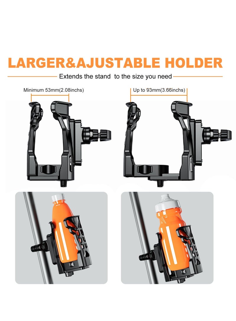 Motorcycle ATV Cup Holder, Upgraded Motorcycle Drink Holder Handlebar, Bike Water Bottle Holder with Atmosphere Light, 360° Rotation Expandable Design, Max Load 32oz for Scooter Bike Motorcycle