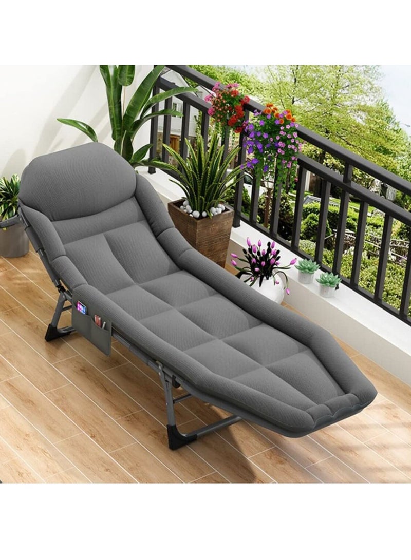 Portable Recliner Adjustable Folding Chairs with Cushion Single Person Nap Beds Chaperone Office Balcony