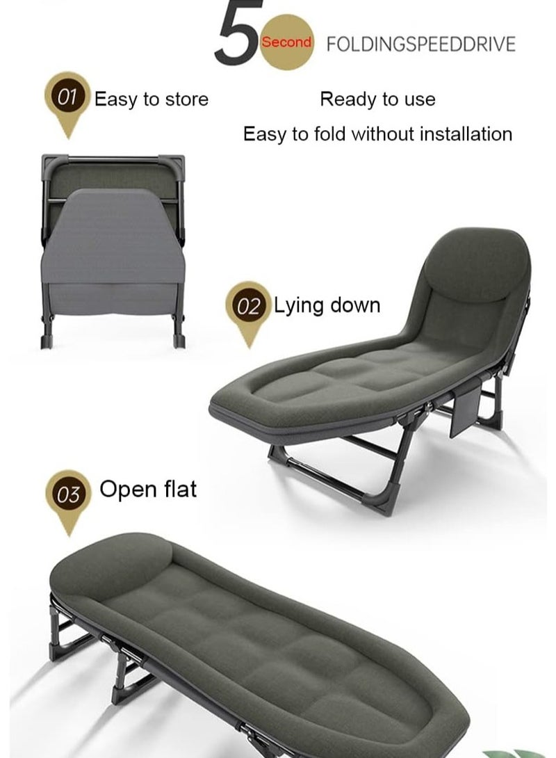 Lounge Chair Folding Cot, Portable Folding Camping Cot Bed, Sleeping Cot for Beach Lawn Camping Pool Sunbathing Chairs,