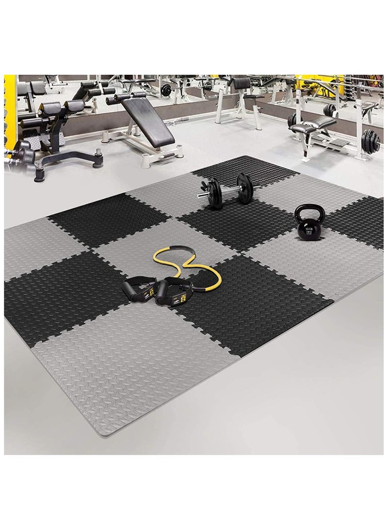 Gym Exercise Interlocking Puzzle EVA Foam Mats for Gym Flooring and Gym Equipment Workouts(8pcs - 60x60x1.0cm)