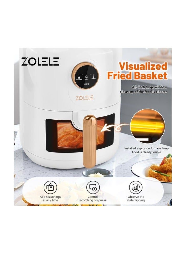 Zolele ZA004 Electric Air Fryer 4.5L Capacity Non-Stick Coating Fried Basket Knob Control Temperature Pull Pan Automatic Power Off 1400W Power - White