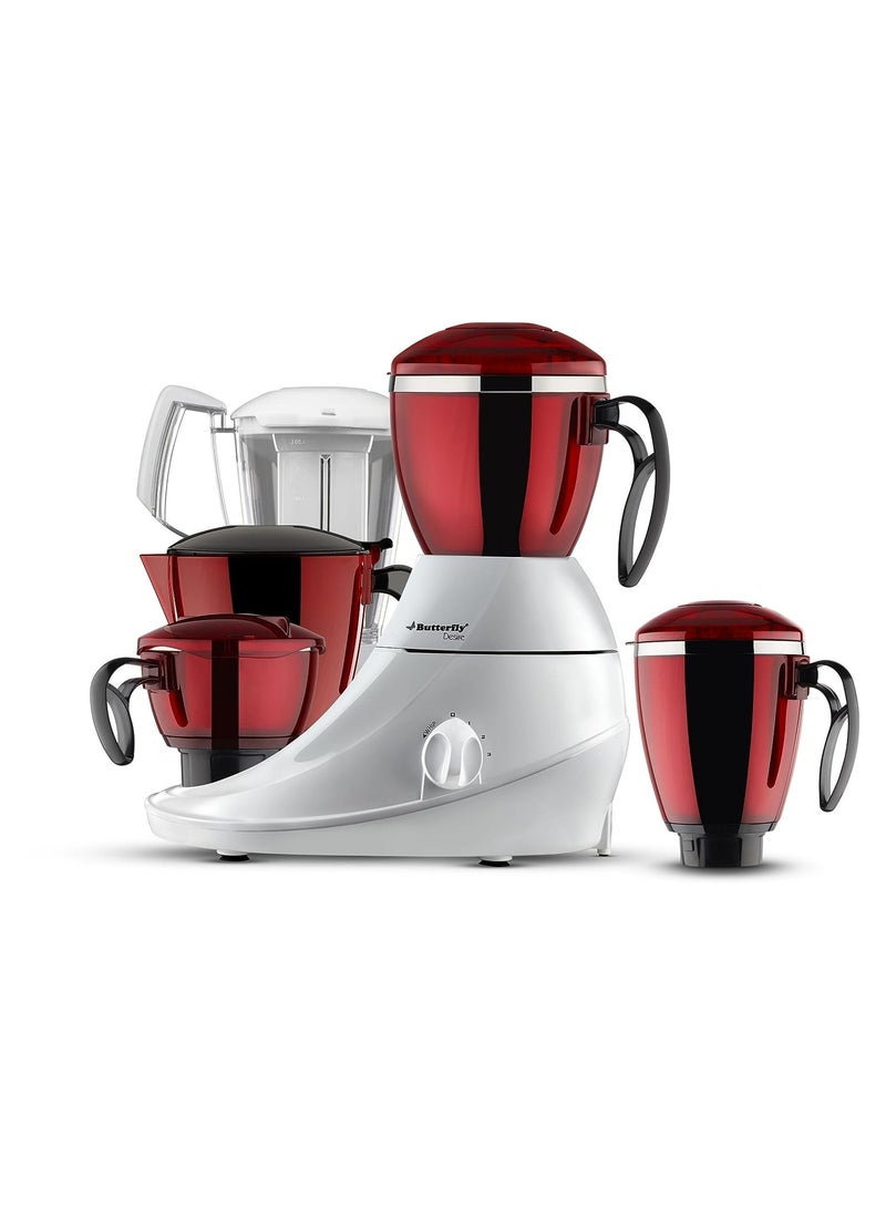 Butterfly Stainless Steel Desire Mixer Grinder with 4 Jars (Red and White), 760 Watt