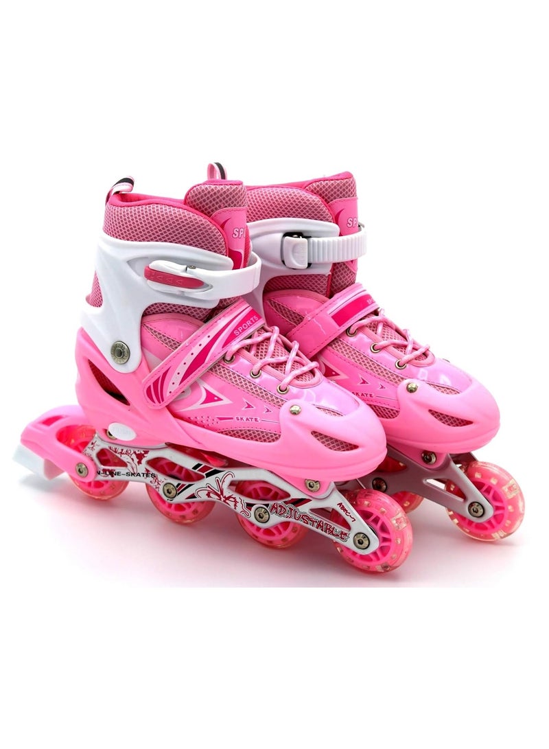 Kids Roller Skate Shoes Single/Double Wheels Retractable Skateboarding Rollerblades Outdoor for Boys and Girls Pulley Shoes