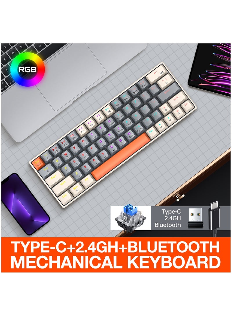 60% Wired Mechanical Gaming Keyboard RGB Backlit Ultra-Compact Mini Keyboard Waterproof Mini Compact 63 Keys Keyboard for PC Mac Gamer Typist Travel Easy to Carry on Business Trip