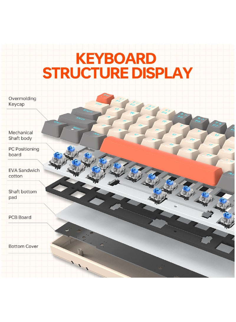 63 Keys Wired Mechanical Gaming Keyboard Rgb Backlit Ultra Compact Mini Keyboard Waterproof Mini Compact 63 Keys Keyboard For PC Mac Gamer Typist Travel Easy Grey-White