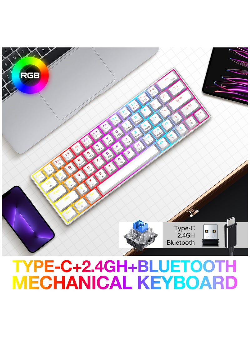 60% Wired Mechanical Gaming Keyboard RGB Backlit Ultra-Compact Mini Keyboard Waterproof Mini Compact 63 Keys Keyboard for PC Mac Gamer Typist Travel Easy to Carry on Business Trip