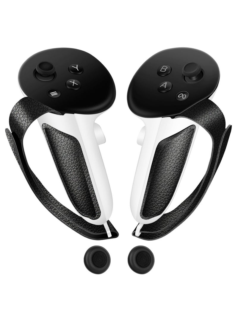 Controller Grips for Meta Oculus Quest 3, Non-Slip VR Silicone Handle Covers with Adjustable Knuckle Straps, Compatible with Official Charging Dock & Battery, VR Accessories Protector
