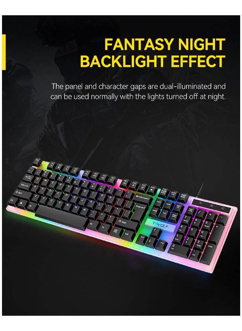 4 in1 Gaming Keyboard Whit Mouse pad Mouse Gaming Headset Wired Led Rgb Backlight Bundle For Pc Gamers and Xbox and PS4 TF240