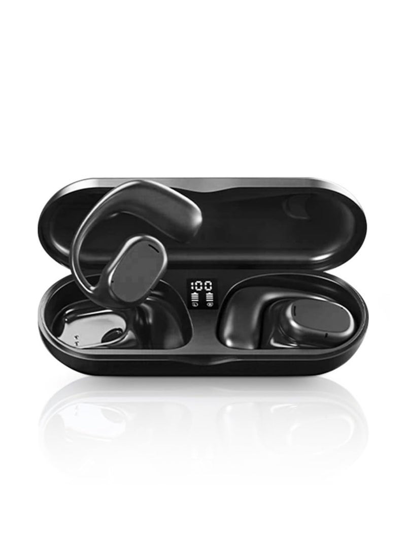 Wireless Ear Hanging Bluetooth Headset, 2024 New Open Earbuds Bluetooth Headphones with LED Diaplay Charging Case Noise Cancelling Ear buds, Waterproof Ear Earphones for Sports Work Running Walking