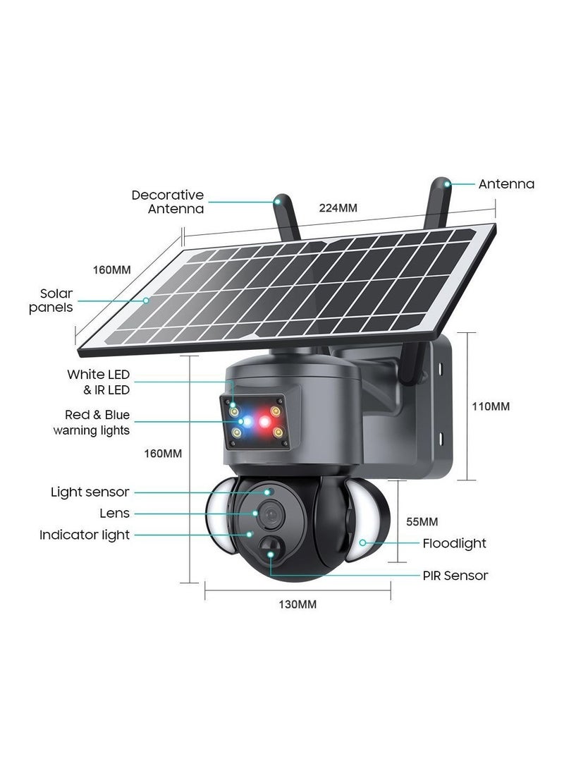 Solar-Powered Smart Security Camera: 4MP, 4G/WIFI, Tuya Smart Home Integration, 21000mAh Battery, Garden Lights, CCTV Surveillance - Alexa and Siri Co