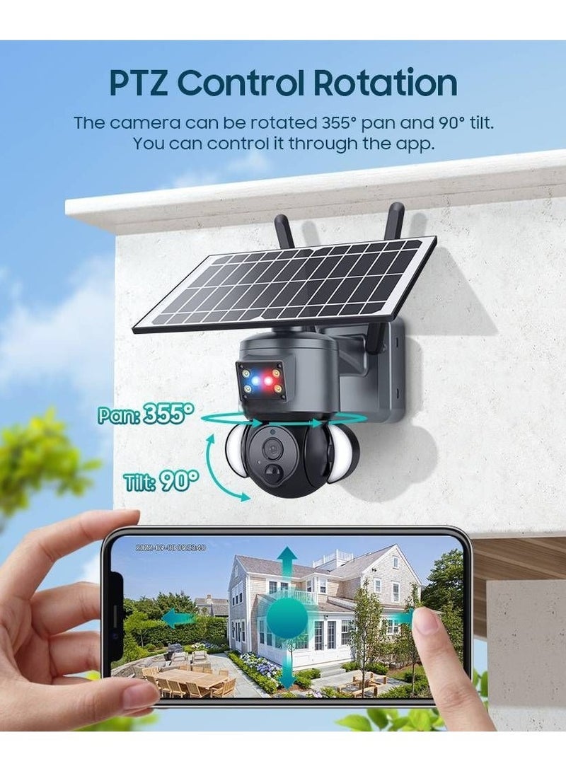 Solar-Powered Smart Security Camera: 4MP, 4G/WIFI, Tuya Smart Home Integration, 21000mAh Battery, Garden Lights, CCTV Surveillance - Alexa and Siri Co