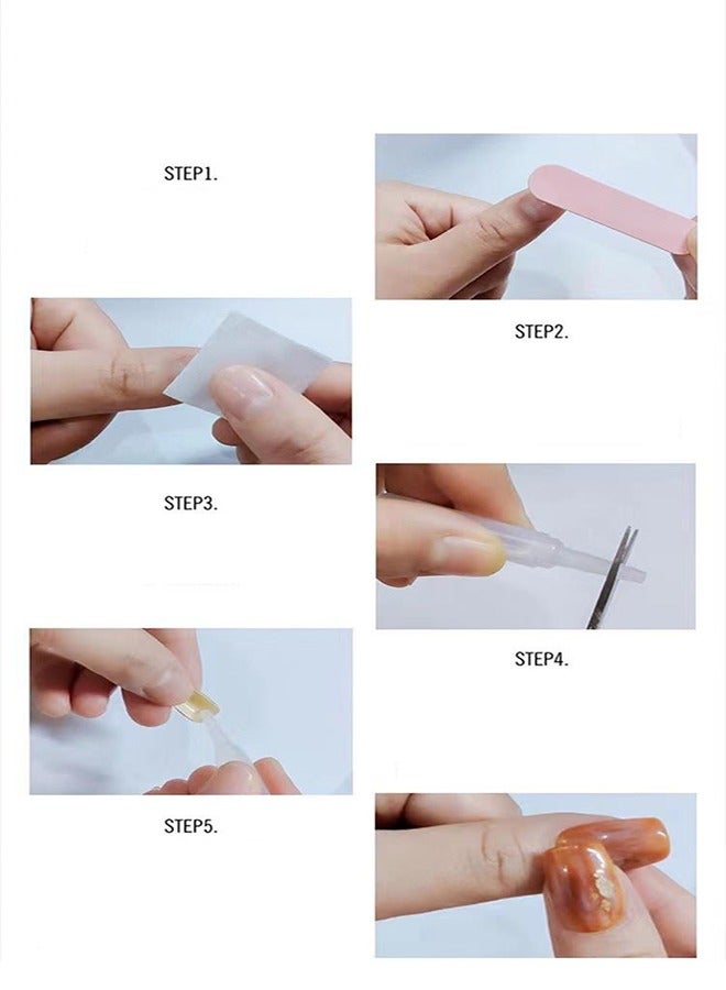 Pink Heart Wearable Removable Fake Nails Short, Wearable Fake Nails for Woman 10 Pieces With Glue