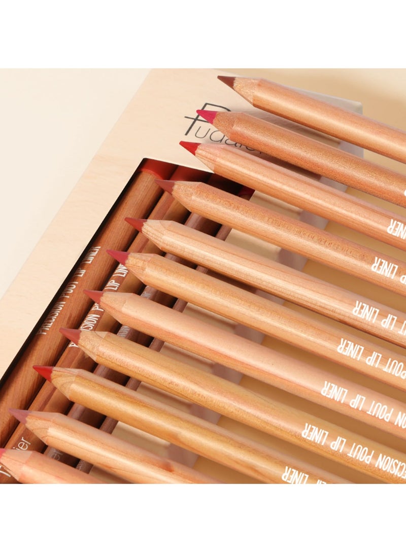 Matte Lip Liner Pencil Set, 12 Colors, High Pigmented, Waterproof, Long Lasting Lipstick Pen, Non Stick Cup Matte Lip Gloss, Smooth Lip Plumper Makeup Gift Set for Women and Girls