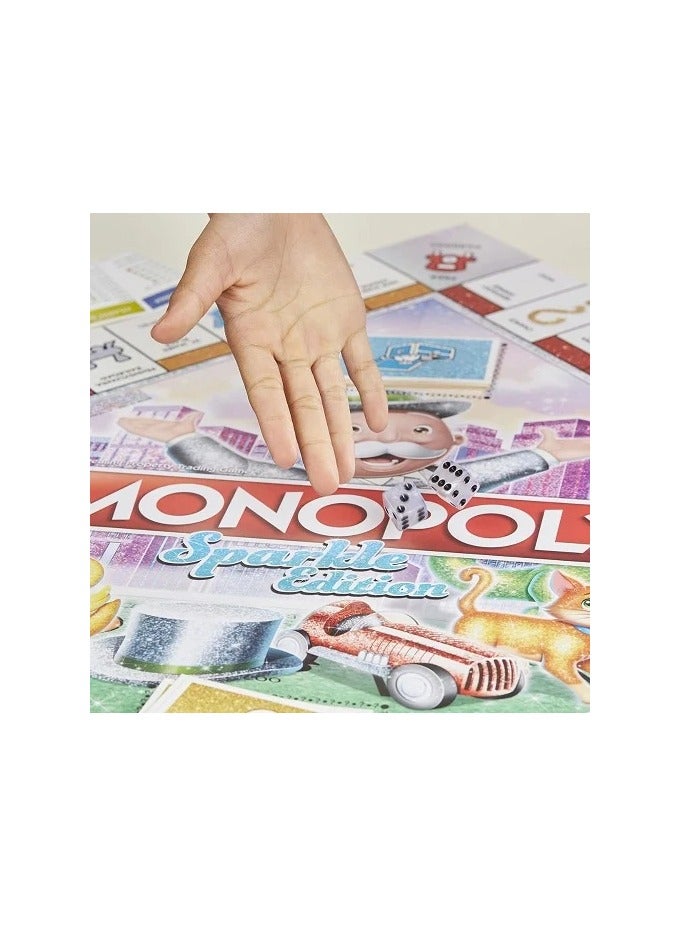 Monopoly Sparkle Edition Board Game, Family Games, with Glittery Tokens