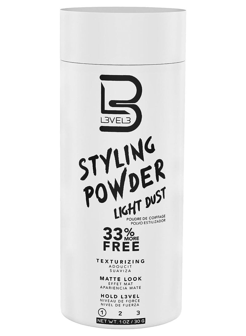 L3 Level 3 Light Hold Styling Powder - Natural Matte Hairstyle - Texturizing and Volumizing