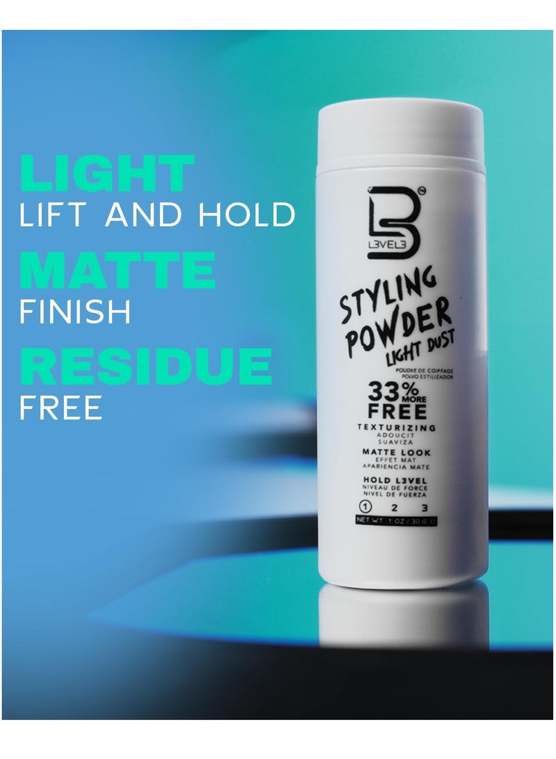 L3 Level 3 Light Hold Styling Powder - Natural Matte Hairstyle - Texturizing and Volumizing