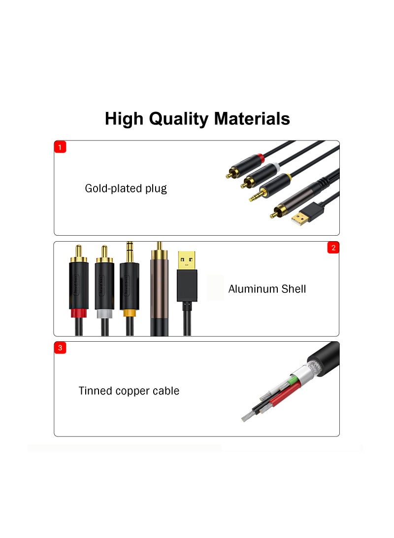RCA to 3.5mm Audio Cable, Digital to Analog Audio Conversion Cable, Digital SPDIF Coaxial to Analog L/R RCA & 3.5mm AUX Stereo Audio Cable, for PS4 Xbox HDTV DVD Headphone, for Speaker (9.8 Feet)