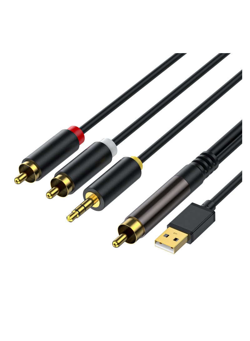 RCA to 3.5mm Audio Cable, Digital to Analog Audio Conversion Cable, Digital SPDIF Coaxial to Analog L/R RCA & 3.5mm AUX Stereo Audio Cable, for PS4 Xbox HDTV DVD Headphone, for Speaker (9.8 Feet)