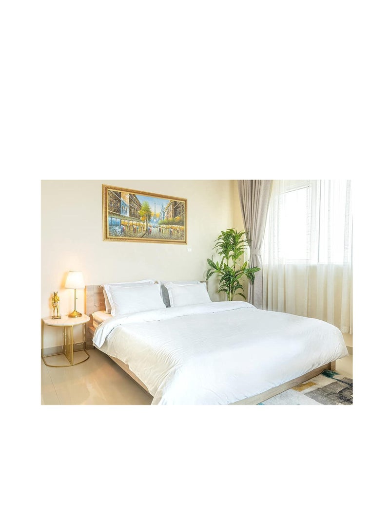 6-Piece Luxury King Size Cotton Bedsheet - Quilt Cover Set | 1 Fitted 200 * 200 Sheet + 1 Quilt Cover + 4 Pillow Cases (White)