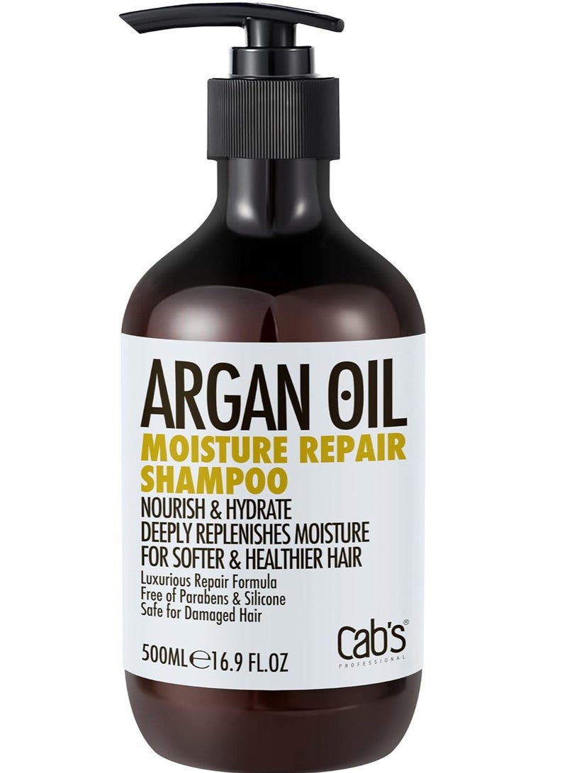 Cab's Moroccan Argan Oil Shampoo - Restorative & Volumizing for Women and Men, Best Gift for Damaged, Dry, Color-treated or Frzzy Hair - Paraben Free / Anti-Aging Hair Care - 16.9 fl oz