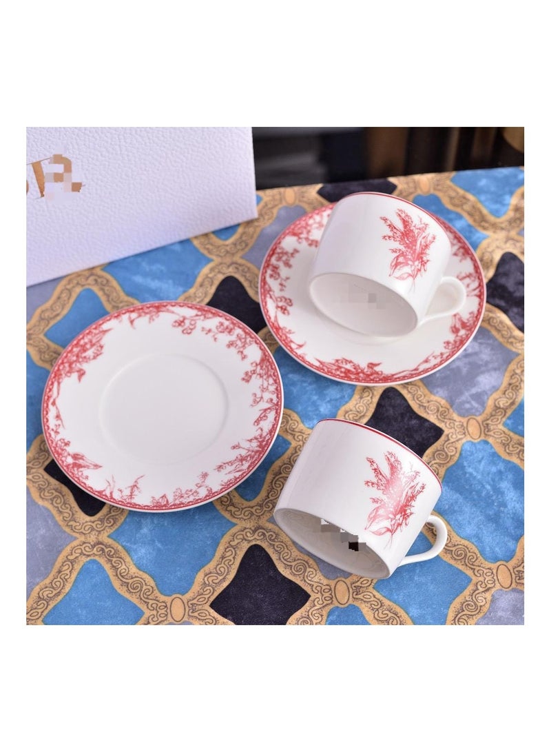 Pastoral Lily Of The Valley Series Ceramic Tableware Coffee Cup And Plate Set