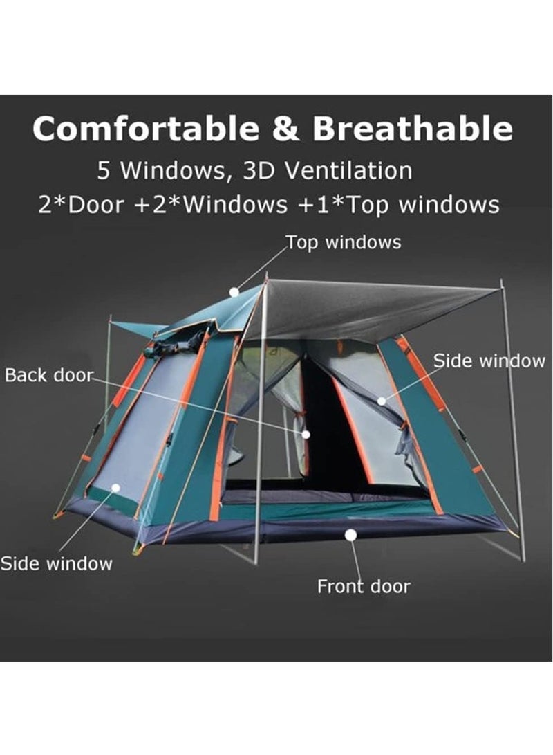 Camping Tent - 4-6 Person Family Tent Instant Easy Set up Tent with Carry Bag, Waterproof Windproof Pop Up Tent for Camping, Hiking, Mountaineering - Multi Color