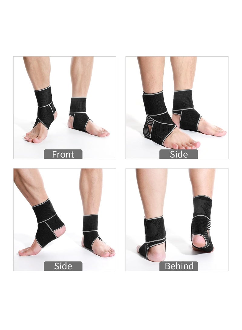 Ankle Support Brace, Adjustable Compression Ankle Braces For Sports Protection, Orthopedic Brace, Foot Brace For Sprained, Plantar Fasciitis, Tendinitis, Ankle Wrap, One Size For Women & Men(1Pairs)
