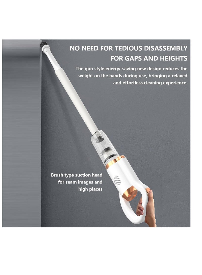 Cordless Vacuum Cleaner, Lightweight Protable Stick Vacuum for Home Carpet Floor Car Pet Hair Cleaning, Handheld Rug Cleaner Machine, Powerful Suction Vacuum Cleaners (white)
