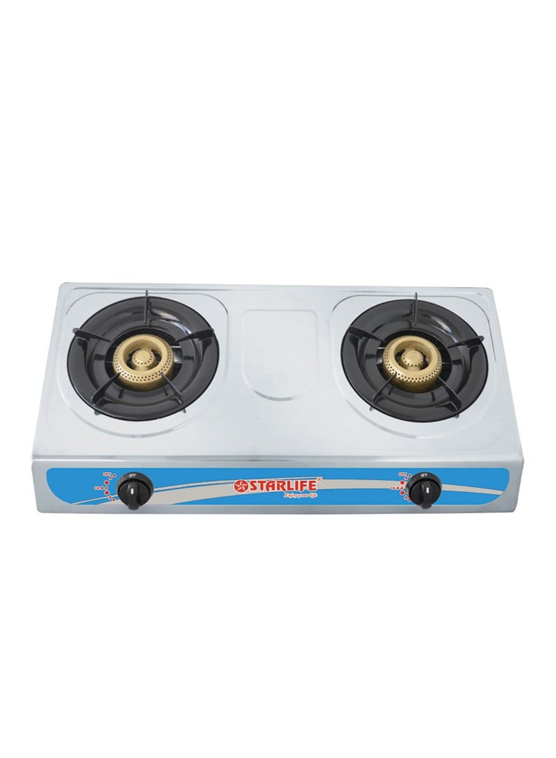 Double Burner Low Gas Stove Stainless Steel SL1118