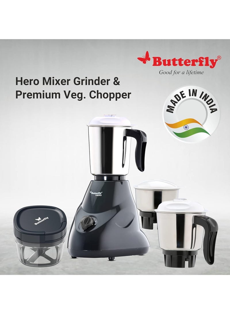 Butterfly Hero 500W mixer grinder and vegetable chopper, grey